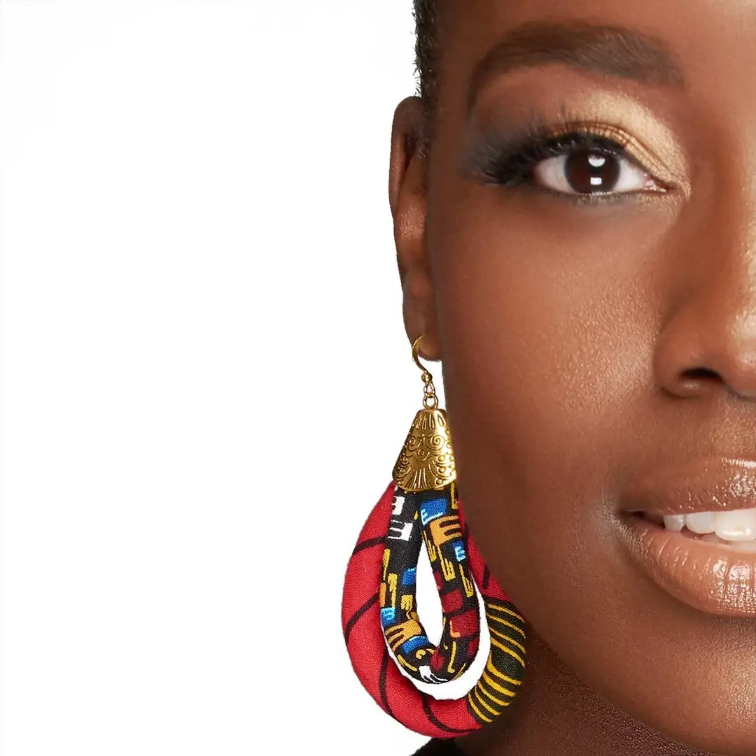 Ankara African Double Loop Earrings